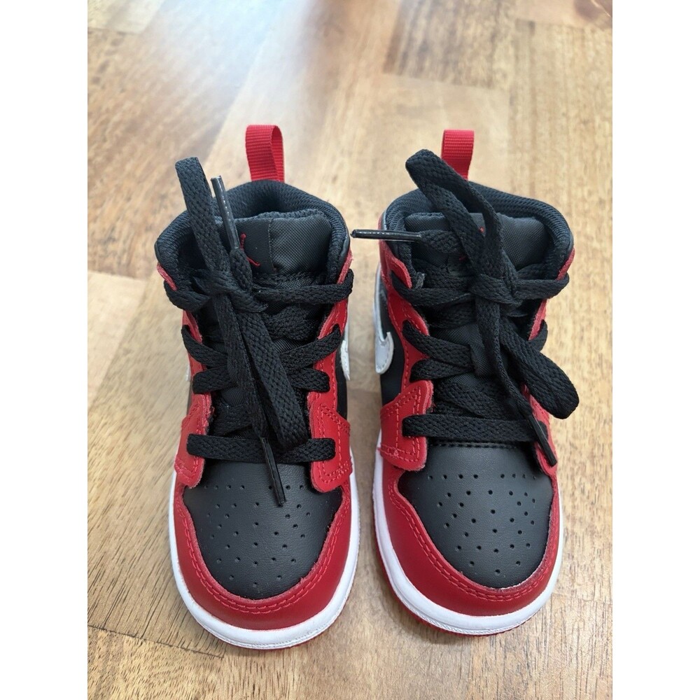 NIKE Air Jordan 1 Mid TD Gym Red Black White Size 6C